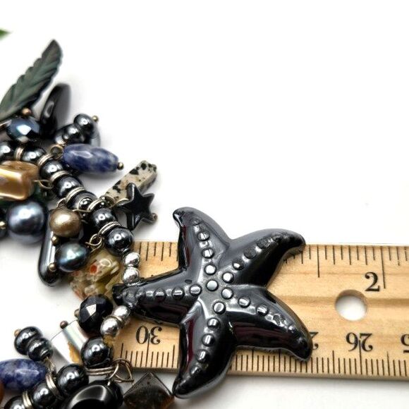 Handmade Stretch Bracelet Turquoise Pearl Shell Jasper Sodalite Millefiori Glass - Picture 6 of 6